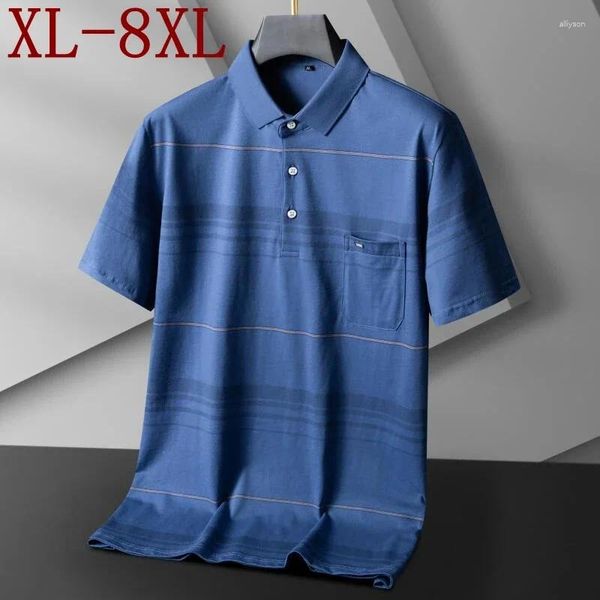 Polos masculin 8xl 7xl 6xl 2024 T-shirt à rayures à rayures en coton d'été