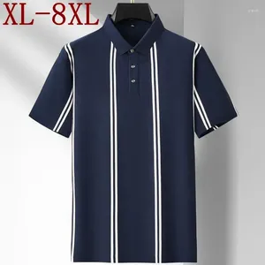 Polos masculins 8xl 7xl 6xl 2024 Été haut de gamme Luxury 96% Polo Coton Men Tops Tops Casual Loose Mens Shirts Striped Shirts Fashion Tshirt Homme