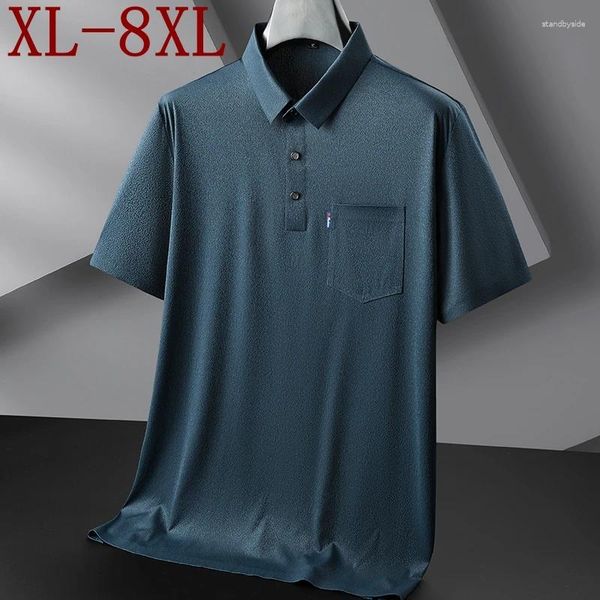Polos pour hommes 8XL 7XL 6XL 2024 Été Haut de gamme Polo de luxe Hommes Tops Business Casual Chemises pour hommes avec poche Lâche Camisa Masculina