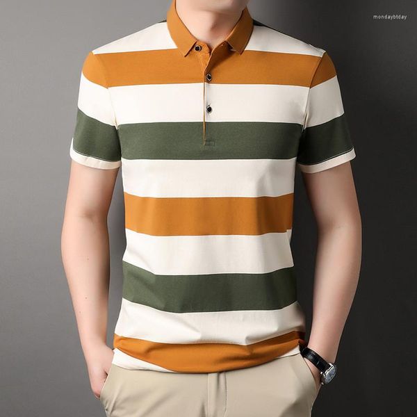 Polos de hombre 95% Polo de algodón para hombre de manga corta multicolor de verano camisetas sueltas estilo coreano suave masculino de alta calidad