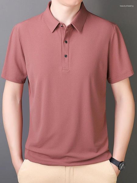 Polos masculins 9xl 8xl 7xl d'été de haute qualité de haute qualité glace en soie courte t-shirt polo collier color solide