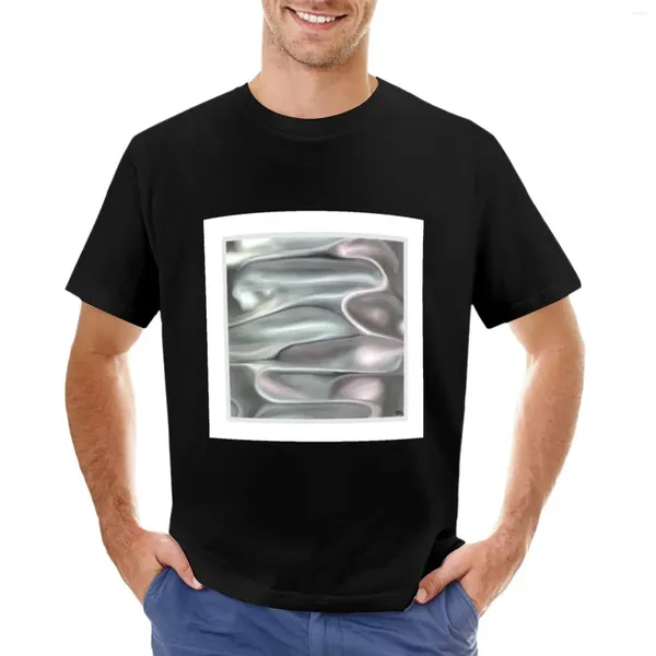 Polos pour hommes abstrait argent tissu peinture impression T-shirt graphique T-shirt chemises noires pour hommes