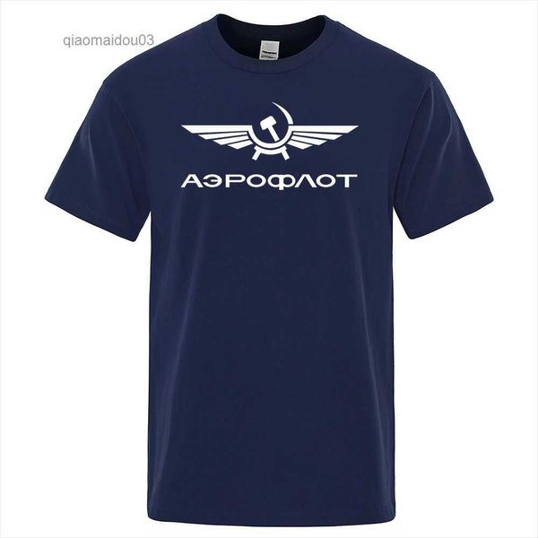 Polos pour hommes Aeroflot Aviation Russe Pilote Aerospace Aviantur T-shirt Men Coton Coton Colonté Côté Casual Vêtements Casual Thertl2404