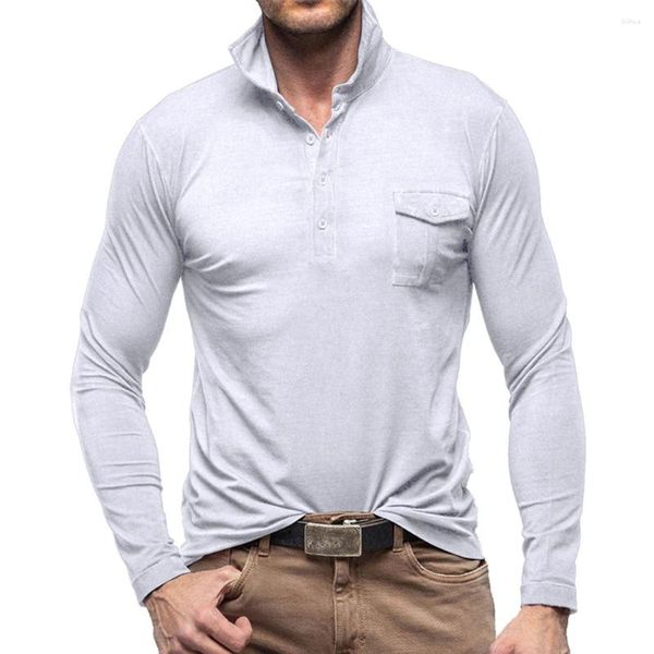 Polos pour hommes marque abordable hauts à la mode chemises chemisier boutonné col décontracté grand-père Henley chemise en Polyester à manches longues