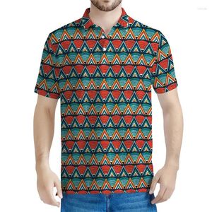 Polo's Afrikaans etnisch patroon van heren Polo Shirt Men Vintage 3D Gedrukte totem T -stukken Rapel Knop Korte mouwen Tops Summer Street Shirts