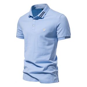 Polos pour hommes Marque AIOPEON 100% coton Polos pour hommes Casual Couleur unie Polos à manches courtes pour hommes Été Desinger Vêtements Hommes 230518