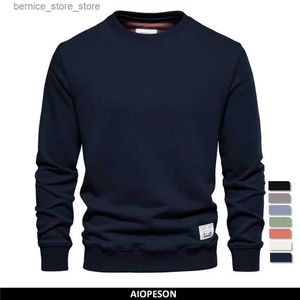 Polos pour hommes AIOPESON Streetwear Coton Sweat-shirt pour hommes Casual Couleur Solide À Manches Longues Sweat-shirt Hommes Qualité Classique Hommes Vêtements Q231215