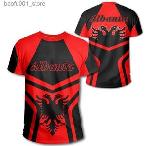 T-shirt graphique de drapeau national albanais pour hommes albanais albanais albanais Emblem 3d Imprimé Vêtements Sports Competition Jersey Eagle T-shirt Boys Top Q240530