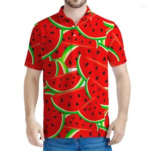 Polos para hombres Aloha patrón de sandía de sandía polo ropa para hombres harajuku mangas cortas tees hawaian 3d estampados de frutas estampadas camisetas