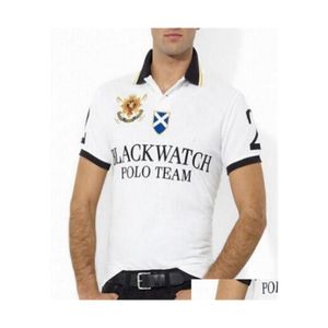 Polos pour hommes American Design Mens Shirt Black Watch Fashion Camisa S Slim Fit à manches courtes Big Horse Casual Men Tees White Drop Deliv Otrr5