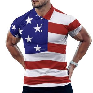 Polos pour hommes Drapeau américain des États-Unis Imprimer Polos décontractés 4 juillet T-shirts Chemise graphique à manches courtes Été Streetwear Tops surdimensionnés Cadeau