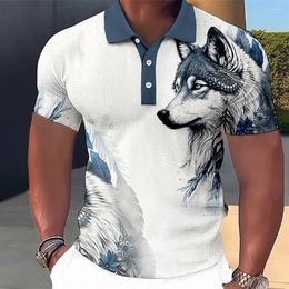 Polos pour hommes Polo animal Polo 3D WolfEagle Imprimer Haute Qualité Hommes Vêtements Été Casual Manches Courtes Lâche Surdimensionné Tops Tee