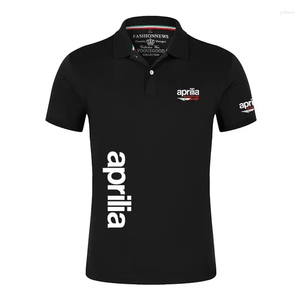 Polos pour hommes Aprilia Racing RSV4 2023 Impression Polo d'été Casual manches courtes T-shirt de couleur unie Homme Tops classiques Personnaliser T-shirt