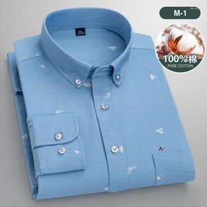 Herenpolo's aramy camisa 2022 oxford katoen met lange mouwen shirts heren button print plaid pocket plus size business