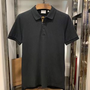 Herenpolo's Arder Shirt Burbery Plaid Collar Britih Style Ba Family Short Sleeve t Men Fahion Pure Cotton Polo b Shirt Half Wear zwarte polo