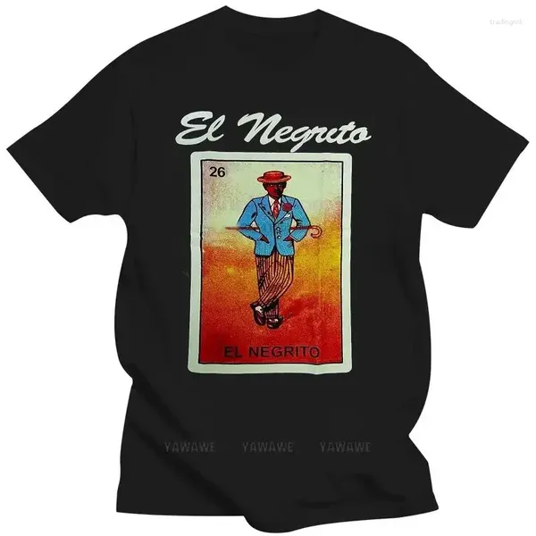 Les polos masculins sont arrivés tshirt tops noirs mexicain loteria el negrito hommes t-shirt humour vintage style courte manche
