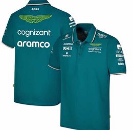 Polos pour hommes Aston Martin Aramco Cognizant F1 2023 Polo officiel de l'équipe d'été à manches courtes à séchage rapide pour hommes Le même modèle pour les célébrités d'Internet