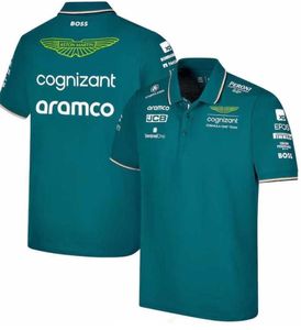 Herenpolo's Aston Martin Aramco Cognizant F1 2023 Official Team Polo Summer Casual Sneldrogend Korte mouw Absorberend en ademend Alle soorten mode