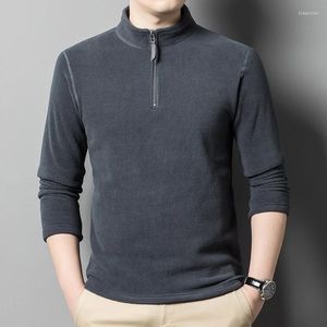 Polos pour hommes automne et hiver col roulé chaud affaires haut décontracté couleur unie pull Henley chemise