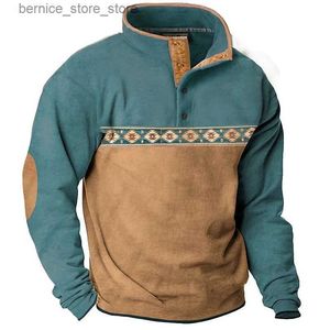 Polos pour hommes Automne Bouton Vintage Sweat à capuche pour hommes Mode surdimensionné Vêtements pour hommes Sweat-shirt décontracté à manches longues Casual Pull Tops Q231216