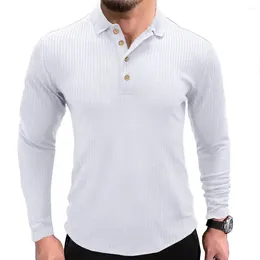 Herren Polos Herbst Langarm Poloshirt Mode Revers Business Casual Top Hochwertiges einfaches T-Shirt
