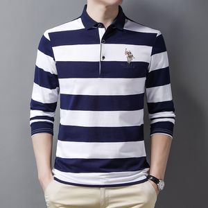 Hommes Polos Automne À Manches Longues Polo Shirt pour Hommes Golf Wear Stripe Designer Casual Vêtements Mode Homme De Luxe Tops 230706