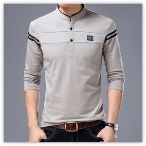 Polos pour hommes Automne Hommes Mandarin Collier À Manches Longues T-shirts Tendance Slim Coton Style Coréen Polo Étiquetage Mâle Tops Pour Printemps 4XL 230224