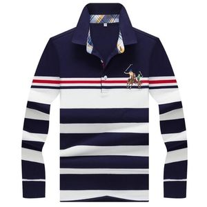 Polos pour hommes automne hiver polo chemise de haute qualité marque coton hommes d'affaires décontracté rayé solide hommes vêtements 220908