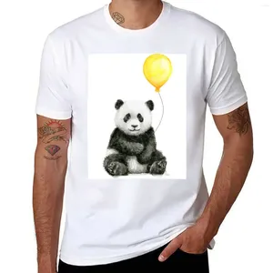 Polos pour hommes Bébé Panda avec ballon jaune T-shirt animal aquarelle fantaisiste T-shirt personnalisé Chemises surdimensionnées pour hommes Pack