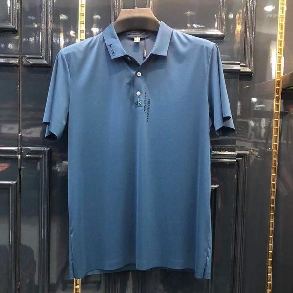 Polos para hombre Productos de Beijing Wu Trace Camisa de negocios con solapa de libro grande Camiseta delgada informal de manga corta