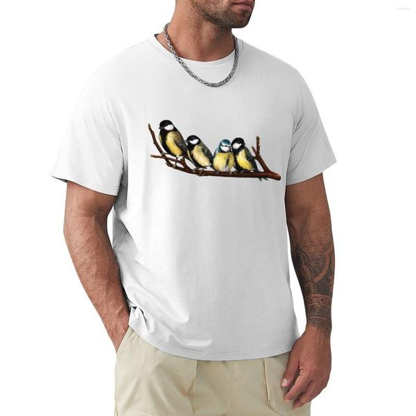 Polos para hombre, camiseta de manga corta con estampado de animales y pájaros en una rama para niños, camisetas, ropa para hombre