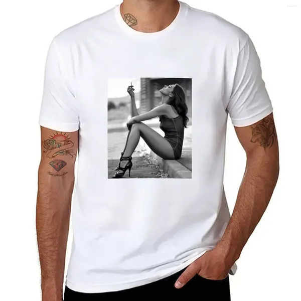 Polos pour hommes noir et blanc fille sexy fumant cigarette t-shirt graphique t-shirts personnalisés pour hommes pack