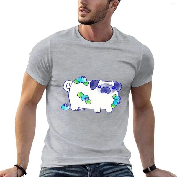 Polos pour hommes Blueberry Pug Aquarelle T-Shirt Vêtements d'été Grandes tailles Blouse T-Shirt pour hommes