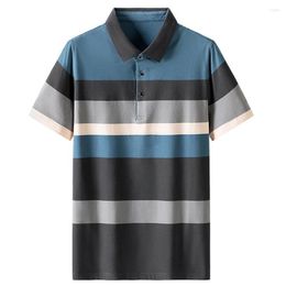 Heren Polo's Bold Stripes Polo Shirts Men 2023 Zomer Katoen Shirt Business Casual voor tops ademende tops