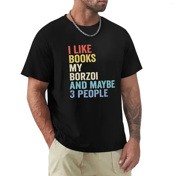 Polos pour hommes Borzoi amoureux des chiens et des livres-j'aime mon T-Shirt peut-être 3 personnes T-Shirt blanc pour hommes