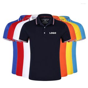 Polos de marca para hombre, camiseta Polo transpirable con Logo bordado personalizado, grupo Personal, camisetas de Color sólido DIY, camisas de verano para hombre