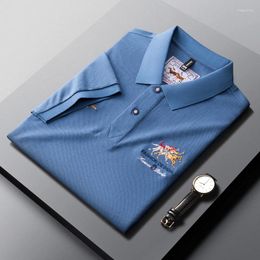 Polos pour hommes marque brodé à manches courtes Polo revers t-shirt style décontracté 2023 été mercerisé coton respirant tendance