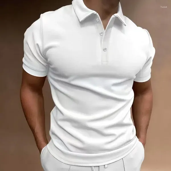 Polos de polos para hombres Polo de verano Fashion Eu Men Camiseta Botones de manga corta T Copa Casual White Blanco Gris Clothing