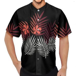 Polos pour hommes chemise de Baseball respirante Style d'été hawaïen hommes imprimé feuille de palmier t-shirts mode sport manches courtes hommes