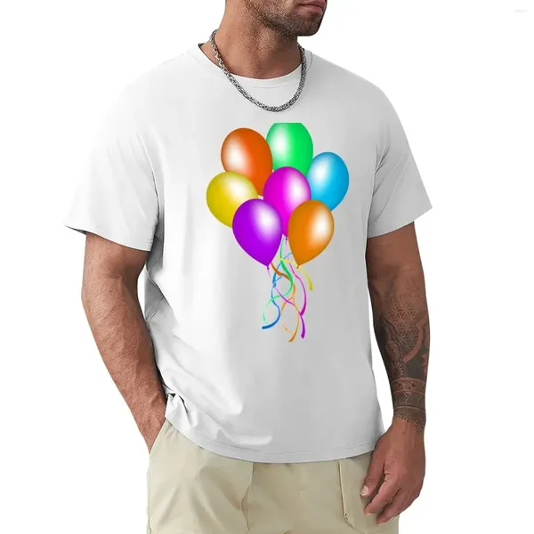 Polos pour hommes Bright Colorful Bunch Party Balloons Streamers T-Shirt Vêtements esthétiques Graphiques Grandes tailles Hommes Grands et grands T-shirts