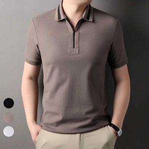 Heren Polos Business Casual Mens Polo Shirt Summer T-shirt met korte mouwen met ritssluiting voor mannen Hoge kwaliteit 2024Color-geblokkeerde top Z240529