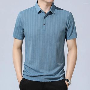 Polos Menos Mentleman Gentleman à manches courtes Polo Polo Tripted Fashion Summer Quality Mesh Breathable Easy Care Camisas de Hombre M-4XL