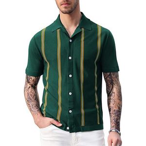 Herenpolo's Zakenlieden Vintage gebreid poloshirt T-shirt met enkele rij knopen Vest Slank T-shirts Top Ice Silk Lange mouwen POLO-shirt Jassen GPZX