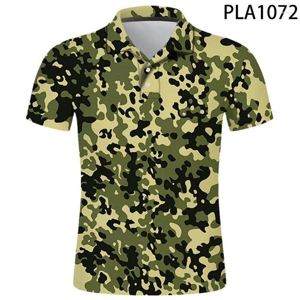 Polos pour hommes Camouflage 3D Imprimer Polo militaire Mode d'été Streetwear Tops Casual Armée Plus Taille Lâche Revers Sweat-shirt à manches courtes