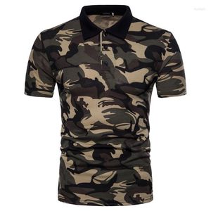 Herenpolo's camouflage revers kraag polo shirts heren kleding tops shirt casual T -stukken groen