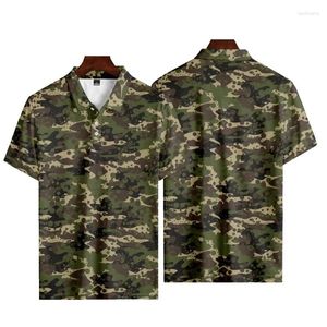 Polo's voor heren camouflage print zomer knop raappolo shirts casual oversized korte mouwen t-shirt mode sportkleding mannen kleding 4xl