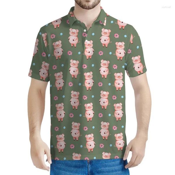 Polos de polos pour hommes Pig 3D Polo-shirts imprimés pour hommes