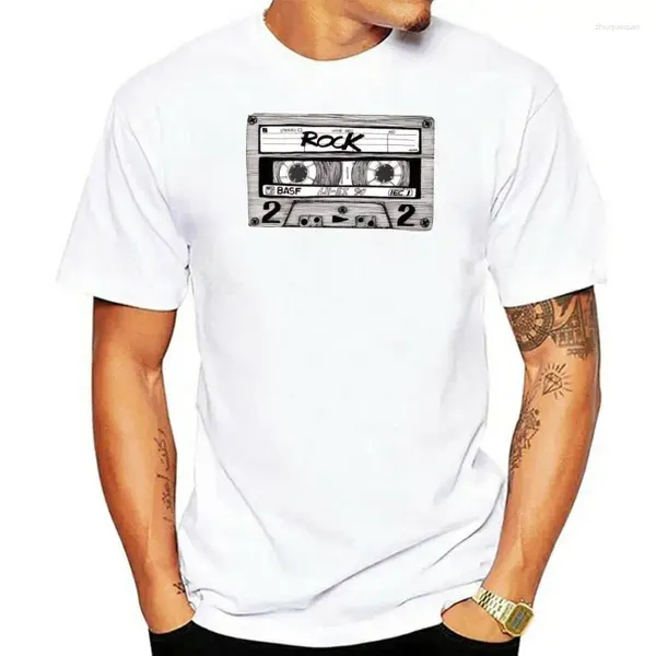 Polos para hombre Cassette Mix Tape Camiseta vintage O Cuello Tela de algodón Tops para hombre Camisetas Manga corta Faddish