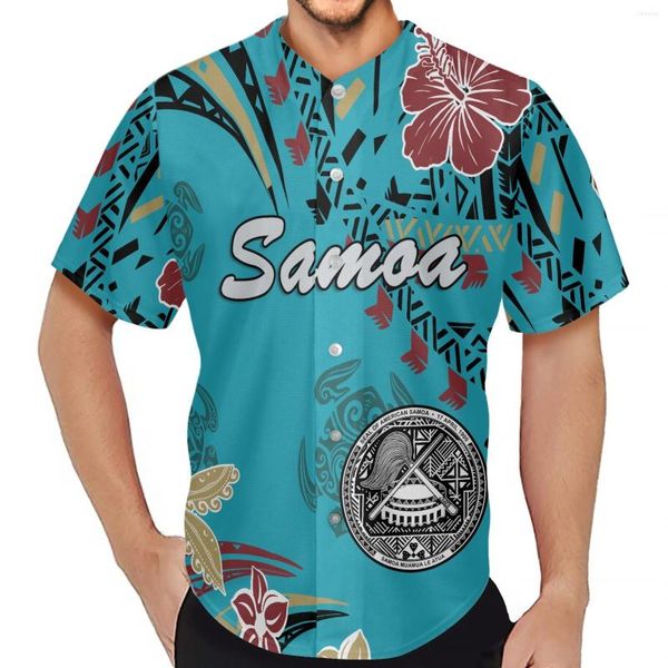 Polos pour hommes tenue décontractée SAMOA tatouage imprimé hommes t-shirts sports d'été Baseball chemise à manches courtes respirant