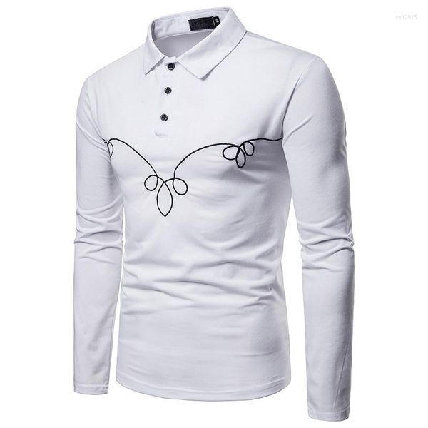 Polos de los hombres Casual Social Formal Camisa negra Hombres de manga larga de negocios Slim Office Hombre Algodón Camisas de vestir para hombre Blanco